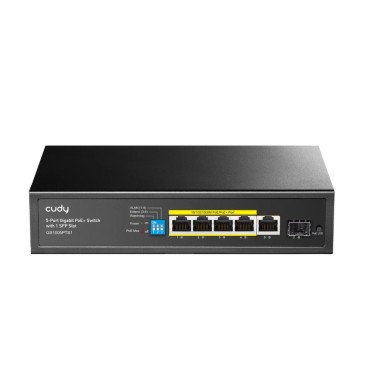 Суич Cudy GS1005PTS1 5-Port Gigabit PoE+ Switch with 1 SFP Port 120W5-Port 10/100/1000M PoE+ Switch 120W Суич Cudy GS1005PTS1 5-Port Gigabit PoE+ Switch with 1 SFP Port 120W5-Port 10/100/1000M PoE+ Switch 120W