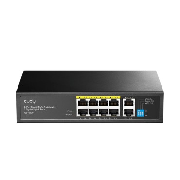 Суич Cudy GS1010P 8-Port Gigabit PoE+ Switch with 2 Gigabit Uplink Ports 120W8 RJ-45 10/100/1000M PSE ports + 2 RJ45 10/100/1000  Uplink Port Unmanaged PoE+ Switch