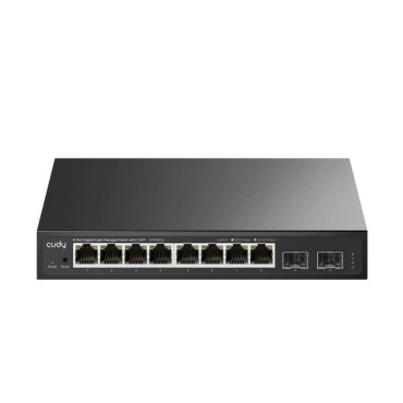 Суич Cudy GS108ES2 8-Port Gigabit Easy-Managed Switch 10/100/1000M RJ45 Ports 2 Gigabit SFP ports Desktop Metal Case Local management via Web GUI support STP/RSTP MAC Management Cudy Cloud APP