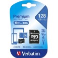 Флаш памет Verbatim Premium micro SDXC 128GB Class 10 (Incl. Adaptor)