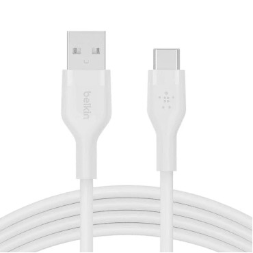 Кабел/преходник Belkin BOOST CHARGE Flex Silicone cable USB-A to USB-C - 1M - White