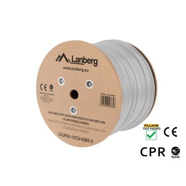 Кабел/преходник Lanberg LAN cable CAT.6a uftp 305m solid cu lszh grey cpr + fluke passed