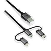 Кабел/преходник TRUST 3-in-1 micro-USB USB-C Lightning cable 480Mbps 1m