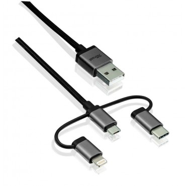 Кабел/преходник TRUST 3-in-1 micro-USB USB-C Lightning cable 480Mbps 1m