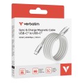 Кабел/преходник Verbatim Sync & Charge USB-C to USB-C 100W Magnetic 120 cm - Grey