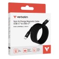 Кабел/преходник Verbatim Sync & Charge USB-C to USB-C 60W Magnetic 120 cm - Black Кабел/преходник Verbatim Sync & Charge USB-C to USB-C 60W Magnetic 120 cm - Black