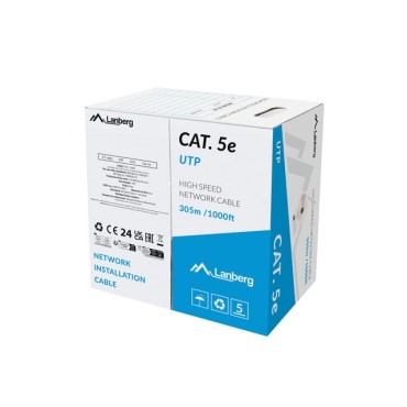 Кабел/преходник Lanberg LAN cable CAT.5e 305m solid cca grey fluke passed