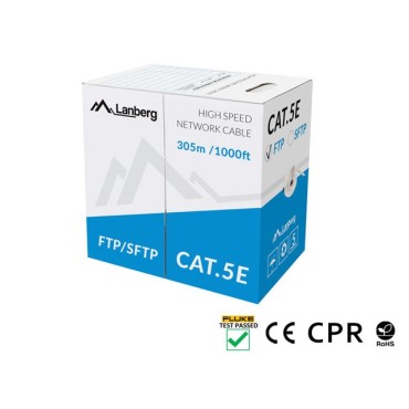 Кабел/преходник Lanberg LAN cable CAT.5e sftp 305m solid cu cpr + fluke passed grey