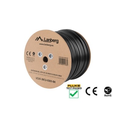Кабел/преходник Lanberg LAN cable CAT.5e utp 305m solid outdoor gel-filled cu black fluke passed