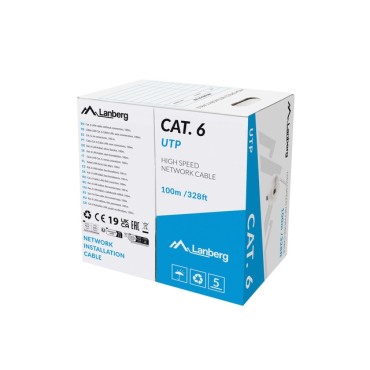 Кабел/преходник Lanberg LAN cable CAT.6 utp 100m solid cu grey cpr + fluke passed