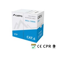 Кабел/преходник Lanberg LAN cable CAT.6 utp 305m solid cu grey cpr