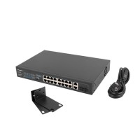 Суич Lanberg switch 16x 100mb poe+/2x 1GB/1x sfp unmanaged rack 10