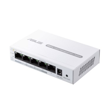 Суич Asus Business 5Port Smart Managed Switch PoE+ + , 60W, VLAN, QoS, Port Mirroring, wall mounting,White
