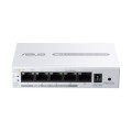 Суич Asus Business 5Port Smart Managed Switch PoE+ + , 60W, VLAN, QoS, Port Mirroring, wall mounting,White