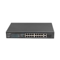 Суич Lanberg switch 16x 100mb poe+/2x 1GB/1x sfp unmanaged rack 10