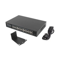 Суич Lanberg switch 24x 100mb poe+/2x combo rack 19