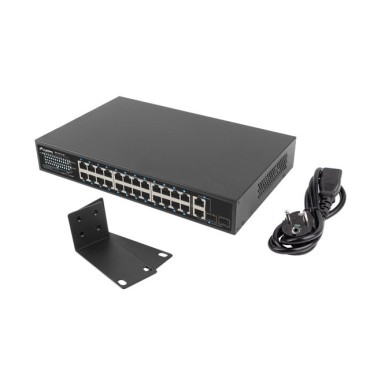 Суич Lanberg switch 24x 100mb poe+/2x combo rack 19