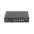 Суич Lanberg switch 8x 100mb poe+/2x 1GB unmanaged rack 10