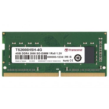 Transcend 4GB TS DDR4 2666Mhz SO-DIMM 1Rx8 512Mx8 CL19 1.2V