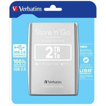 Външни твърди дискове Verbatim ext 2TB USB3.0 Silver 2, Silver