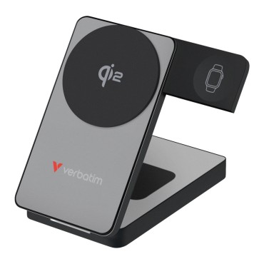 Оптично устройство за лаптоп Verbatim Foldable 3-in-1 Qi2 Magnetic Wireless Power Bank 10000 mAh Grey