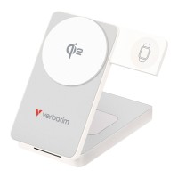 Оптично устройство за лаптоп Verbatim Foldable 3-in-1 Qi2 Magnetic Wireless Power Bank 10000 mAh White