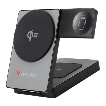 Оптично устройство за лаптоп Verbatim Foldable 3-in-1 Qi2 Magnetic Wireless Power Bank 5000 mAh Grey