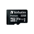 Флаш памет Verbatim Premium micro SDHC 32GB Class 10 (Incl. Adaptor)