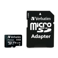 Флаш памет Verbatim Premium micro SDXC 64GB Class 10 (Incl. Adaptor)