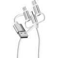 Кабел/преходник Verbatim Sync & Charge Cable 3-in-1 USB-A to Micro-B/USB-C/Lightning 18W 100cm - White