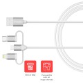 Кабел/преходник Verbatim Sync & Charge Cable 3-in-1 USB-A to Micro-B/USB-C/Lightning 18W 100cm - White