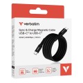 Кабел/преходник Verbatim Sync & Charge USB-C to USB-C 100W Magnetic 120 cm - Black