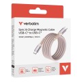 Кабел/преходник Verbatim Sync & Charge USB-C to USB-C 100W Magnetic 120 cm - Pink