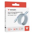 Кабел/преходник Verbatim Sync & Charge USB-C to USB-C 60W Magnetic 120 cm - Blue