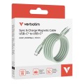 Кабел/преходник Verbatim Sync & Charge USB-C to USB-C 60W Magnetic 120 cm - Green
