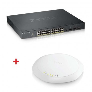 ZyXEL XGS1930-28HP Smart Managed Switch with 4 SFP+ Uplink + Zyxel NWA1123 AC Pro Standalone / NebulaFlex 3x3 SU-MIMO Dual optimised Wireless Access Point (excludes passive PoE injector)